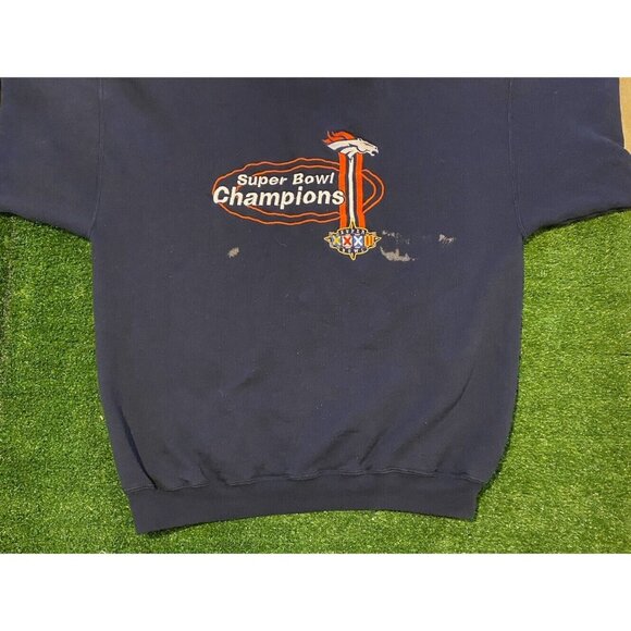 Vintage Denver Broncos sweatshirt mens extra large crew neck blue Super Bowl X - Picture 5 of 12